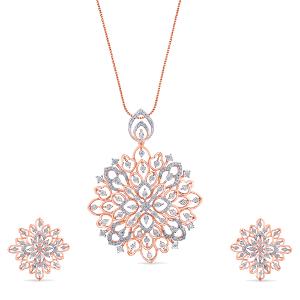 Buy 14 Karat Gold & Diamond Pendant Set