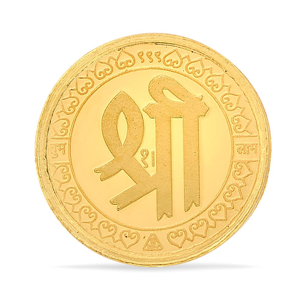 Buy 24 Karat Yellow Finish 1 Gram Shree Gold Coin