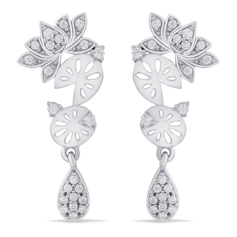 Buy Sterling Silver Lotus Flower Crystal Earrings