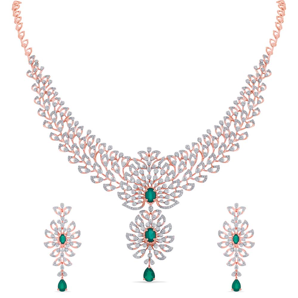 Buy 14 Karat Gold & Diamond Necklace Set