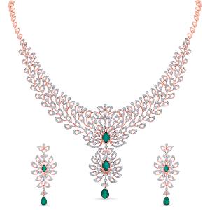 Buy 14 Karat Gold & Diamond Necklace Set