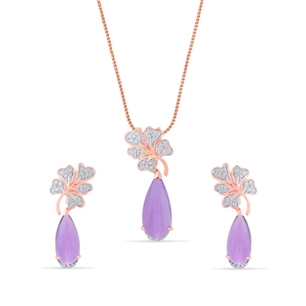 Buy 18 Karat Gold & Diamond Pendant Set