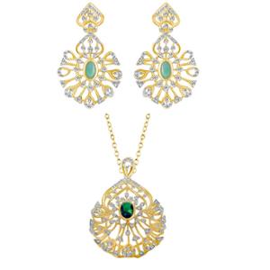 Buy 14 Karat Gold & Diamond Pendant Set