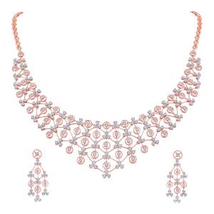 Buy 18 Karat Gold & Diamond Necklace Set