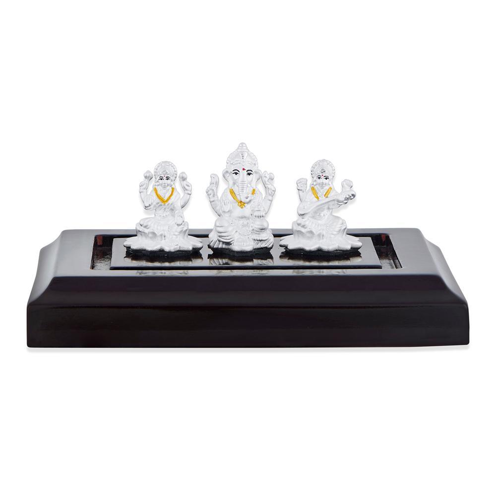 Buy Ganesh-Lakshmi-Saraswati Silver Idol