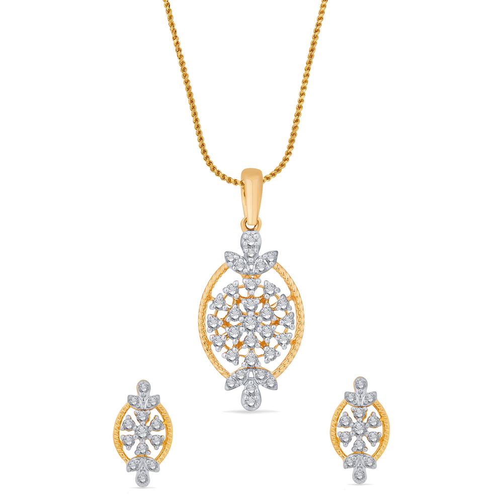 Buy 18 Karat Gold & Diamond Pendant Set