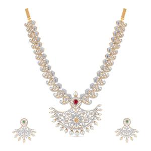 Buy 18 Karat Gold & Diamond Necklace Set