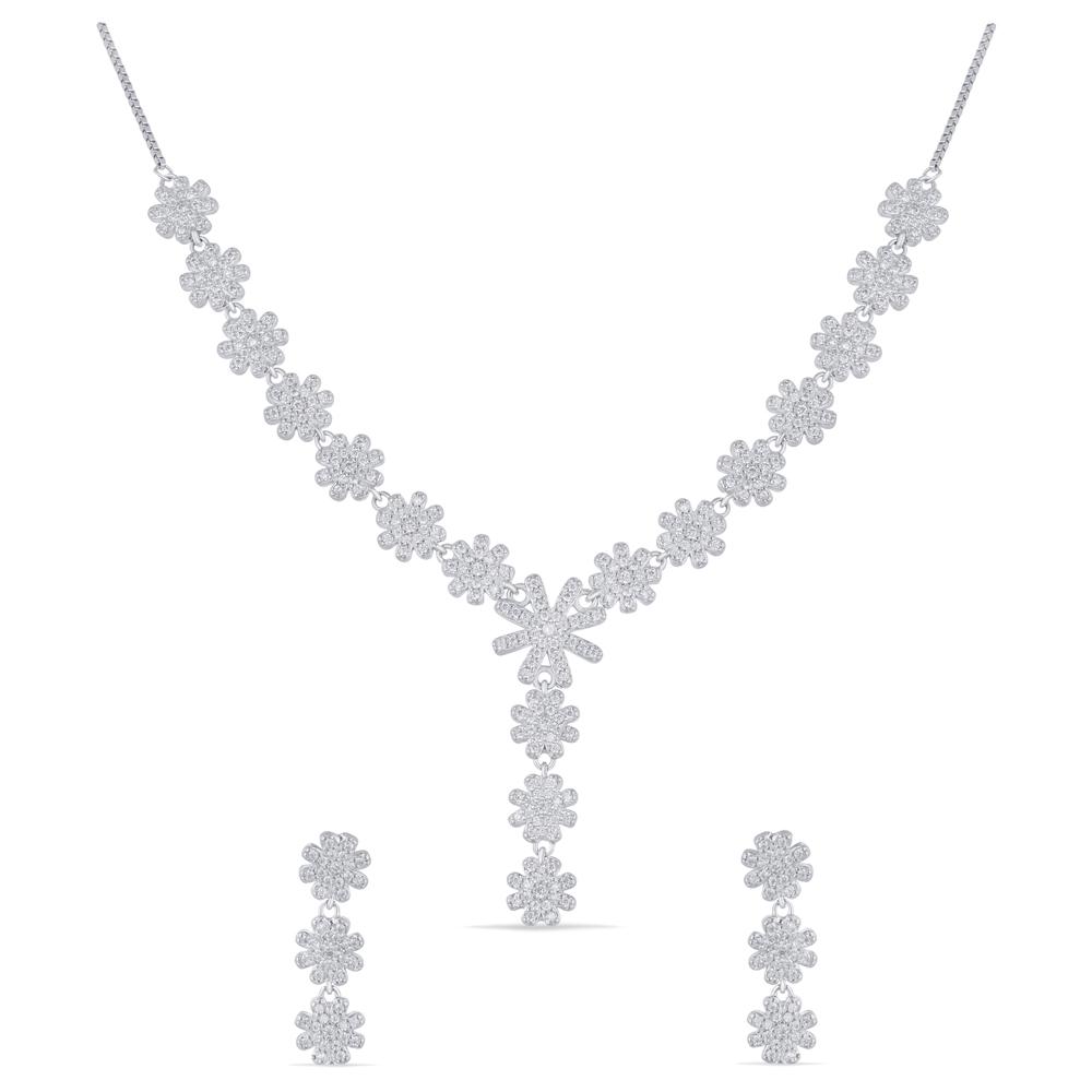 Buy 92.5 Purity Silver Necklace Set