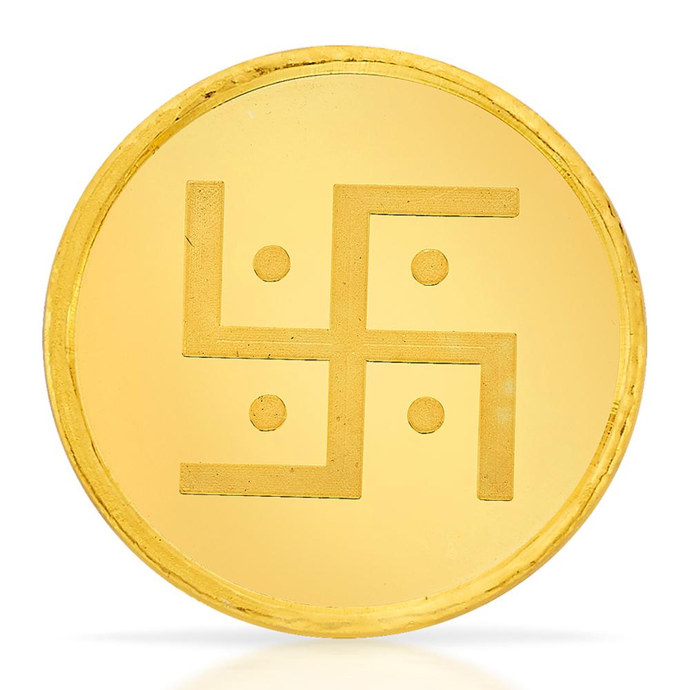 Buy 24 Kt Yellow Finish 0.5 Grams Swastik Gold Coin