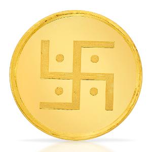 Buy 24 Kt Yellow Finish 0.5 Grams Swastik Gold Coin