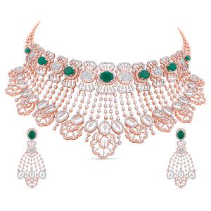 Buy 14 Karat Gold & Diamond Necklace Set