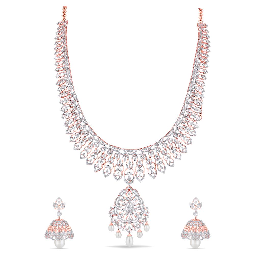 Buy 14 Karat Gold & Diamond Necklace Set