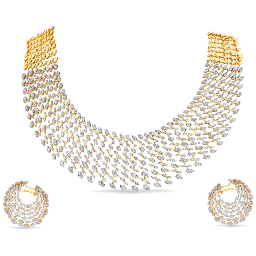 Buy 18 Karat Gold & Diamond Necklace Set