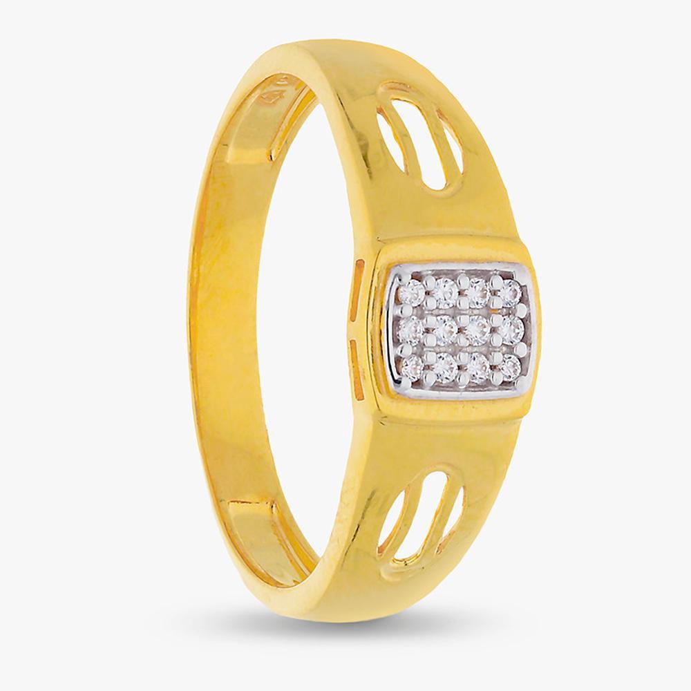 Buy Square Design Men's 22Kt Gold & Cubic Zircon Ring