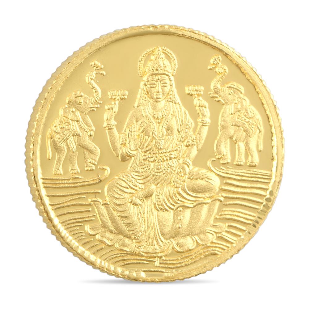 Buy 24 Kt Yellow Finish 5 Grams Goddess Laxmi Gold Coin
