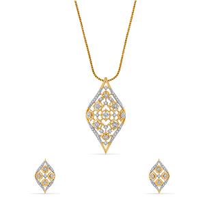 Buy 14 Karat Gold & Diamond Pendant Set