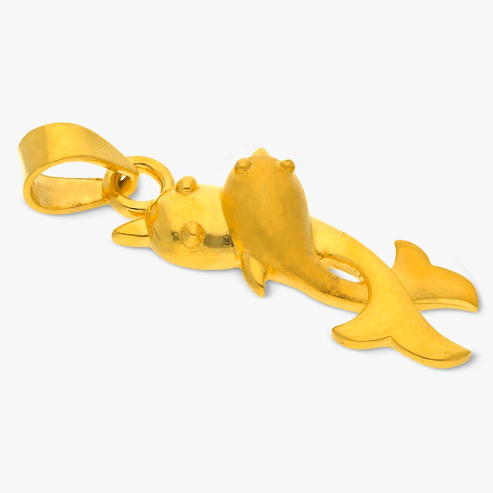 Buy Yellow Finish Dolphin Fish Design 22 Kt Gold Pendant