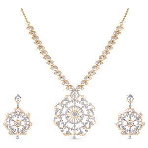 Buy 14 Karat Gold & Diamond Necklace Set