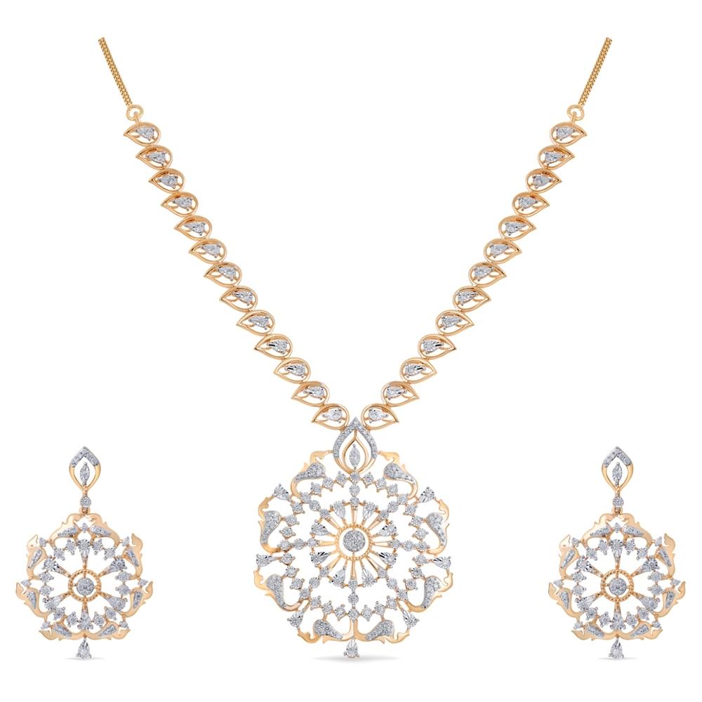 Buy 14 Kt Gold & Diamond Necklace Set