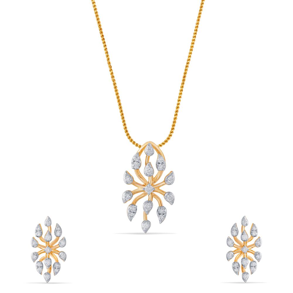 Buy 18 Karat Gold & Diamond Pendant Set