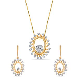 Buy 14 Karat Gold & Diamond Pendant Set