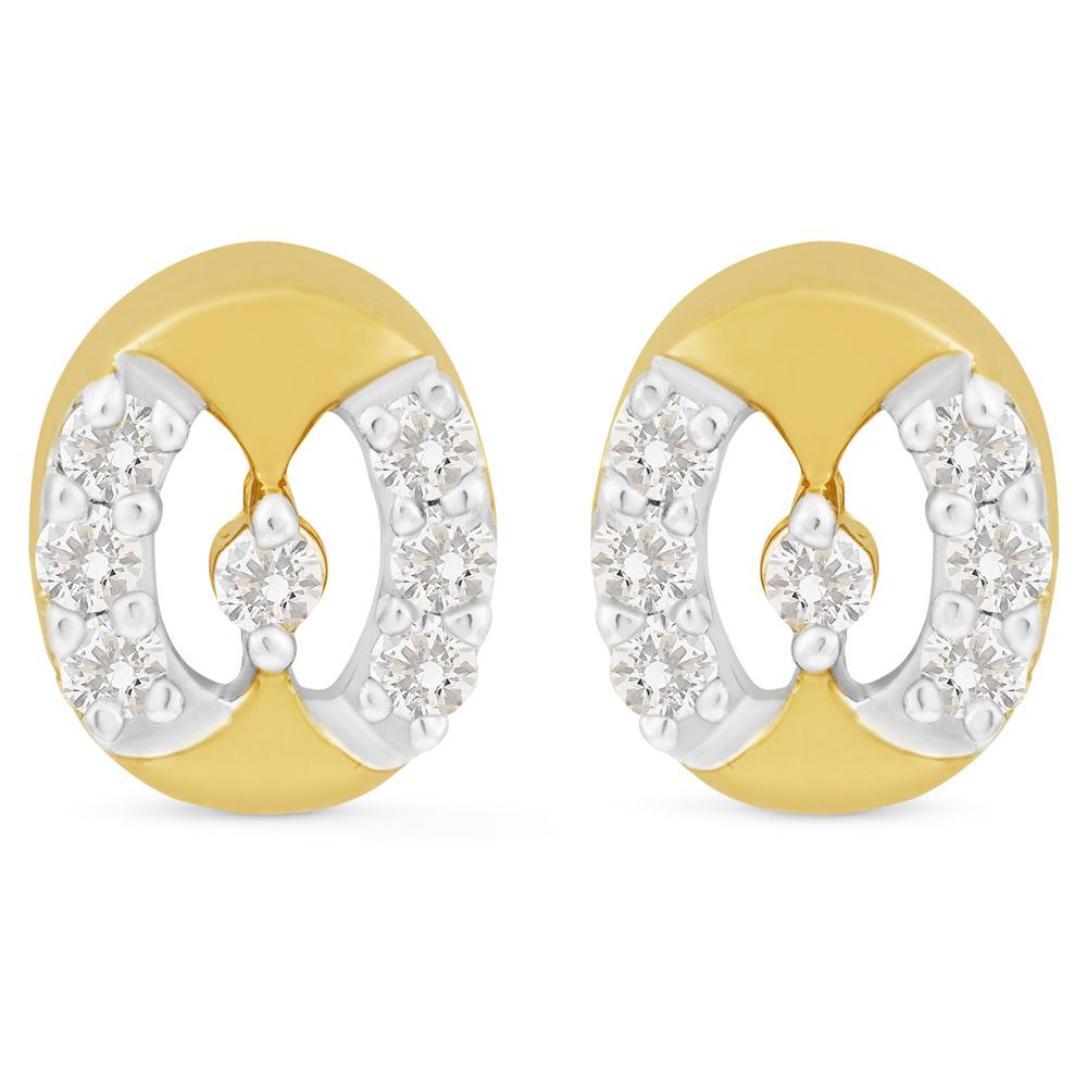 Buy Two Tone Plated Round Design 14Kt Gold & Diamond Earrings
