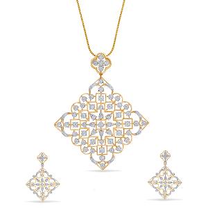 Buy 14 Karat Gold & Diamond Pendant Set