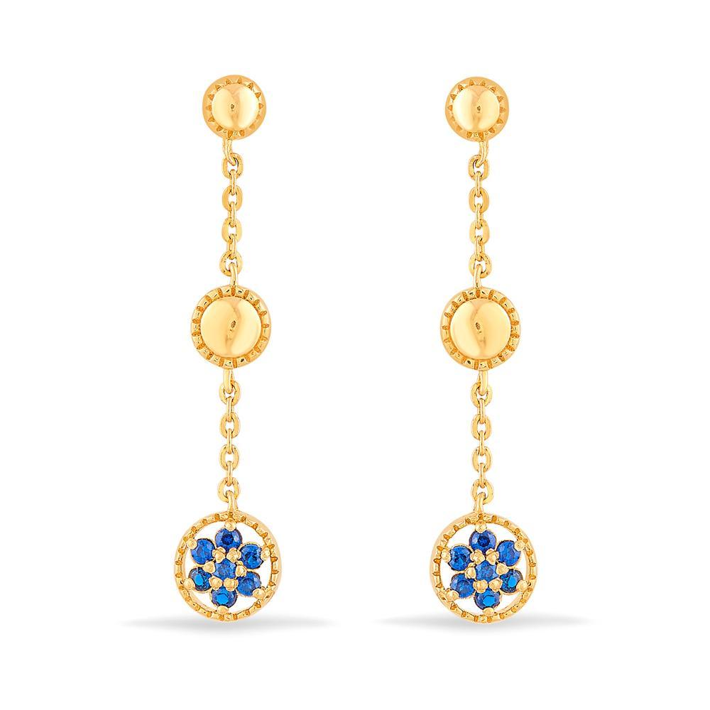 Buy 22 Karat Elegant Blue Blossom Gold Earrings