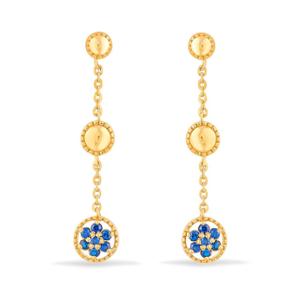 Buy 22 Karat Elegant Blue Blossom Gold Earrings