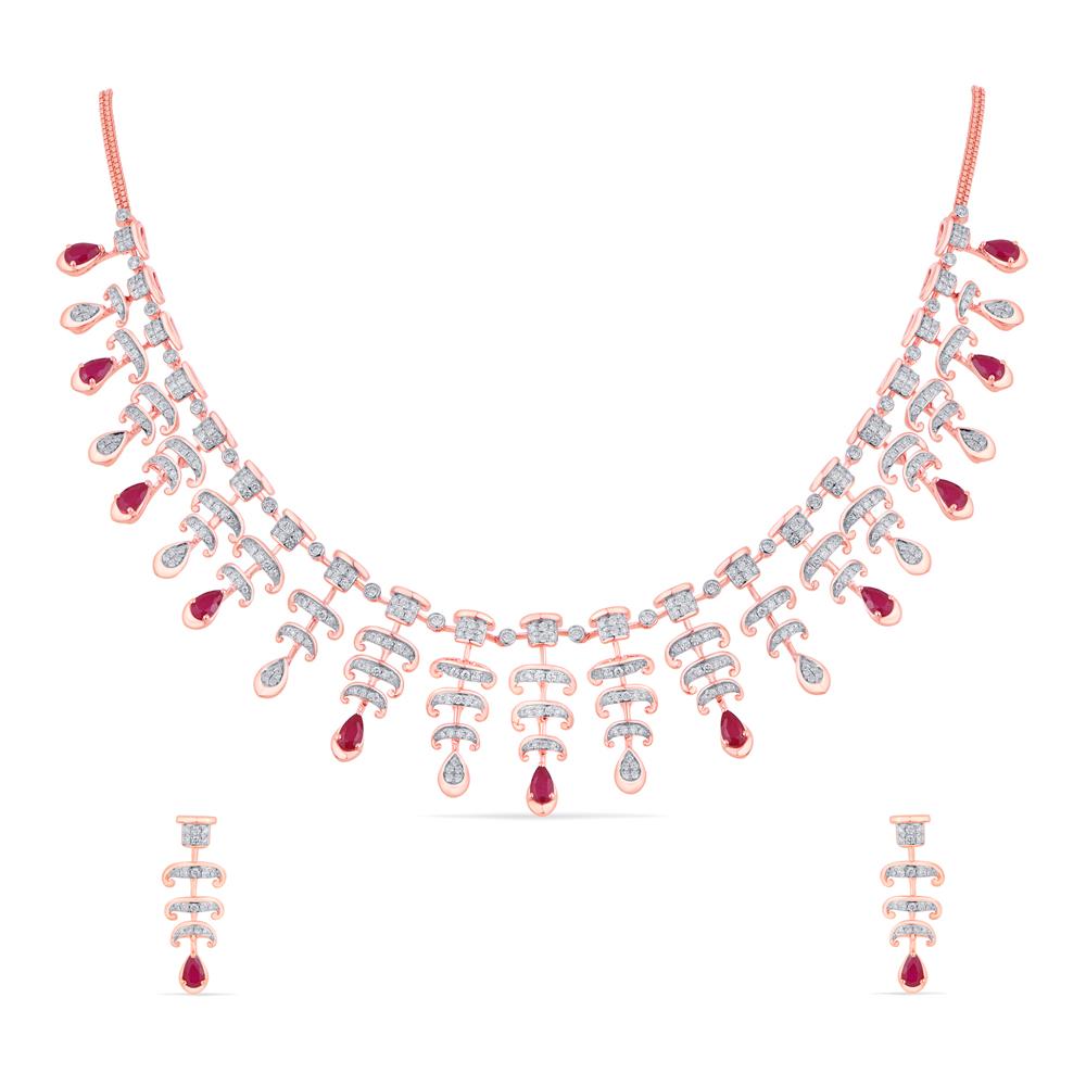 Buy 18 Karat Gold & Diamond Necklace Set