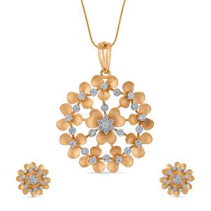 Buy 18 Karat Gold & Diamond Pendant Set