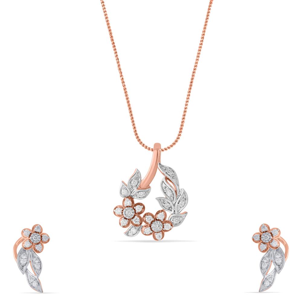 Buy 18 Karat Gold & Diamond Pendant Set