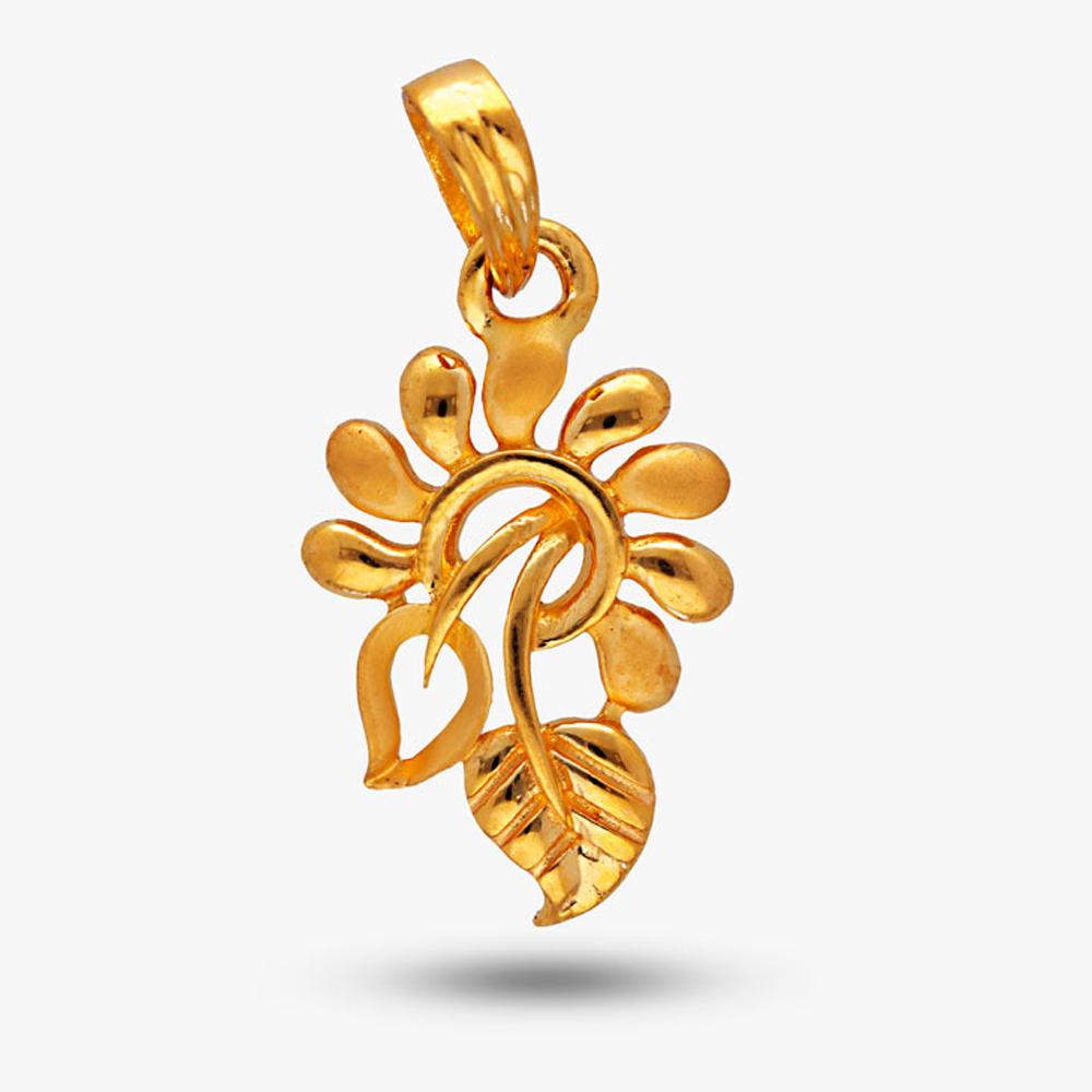 Buy Yellow Finish Floral Design 22 Kt Gold Pendant