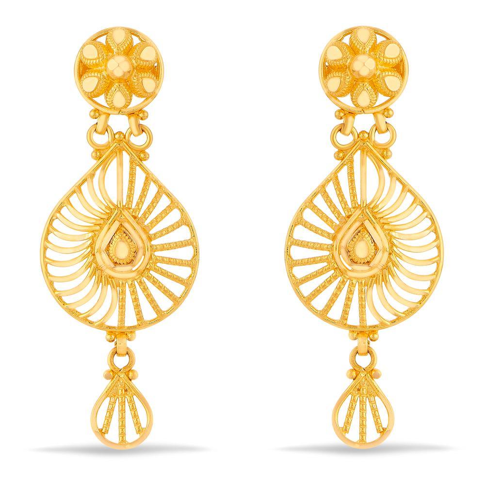 Buy 22 Karat Gold Earrings with Intricate Detailing
