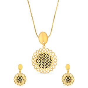 Buy 18 Karat Gold Geometric Flower of Life Pendant Set