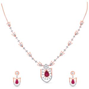 Buy 14 Karat Gold & Diamond Necklace Set