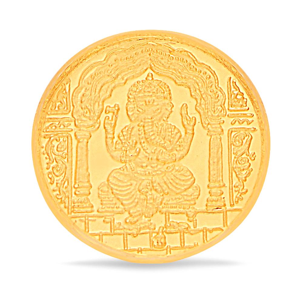 Buy 24 Karat Yellow Finish 2 Grams Ganesh Ji Gold Coin