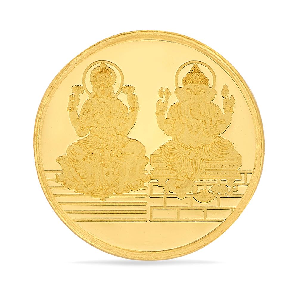Buy 24 Karat Yellow Finish 5 Grams Laxmi Ganesh Gold Coin