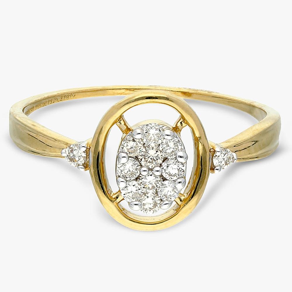 Buy Two Tone Plated Oval Design 14Kt Gold & Diamond Ring For Women