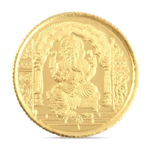 Buy 24 Kt Yellow Finish 5 Grams Lord Ganesh Gold Coin