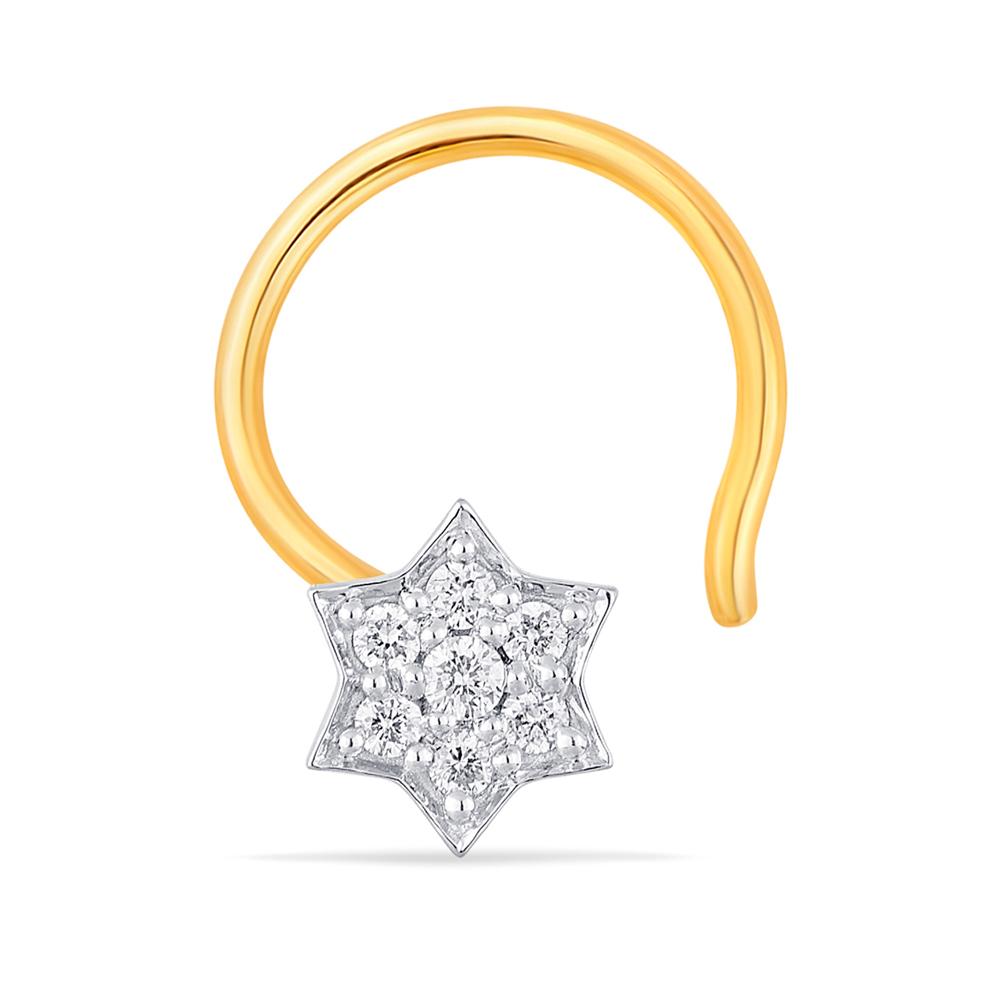 Buy 14 Karat Gold & Diamond Nose Pin
