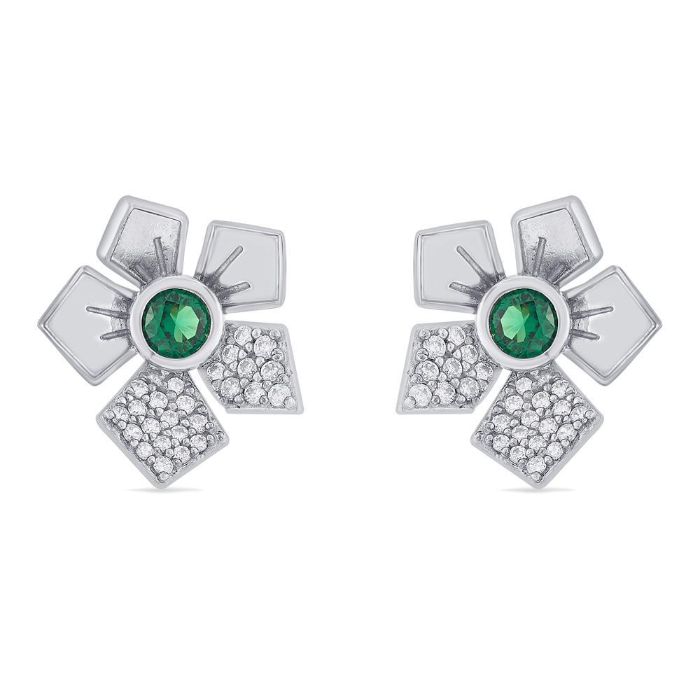 Buy Emerald Blossom Silver Earrings