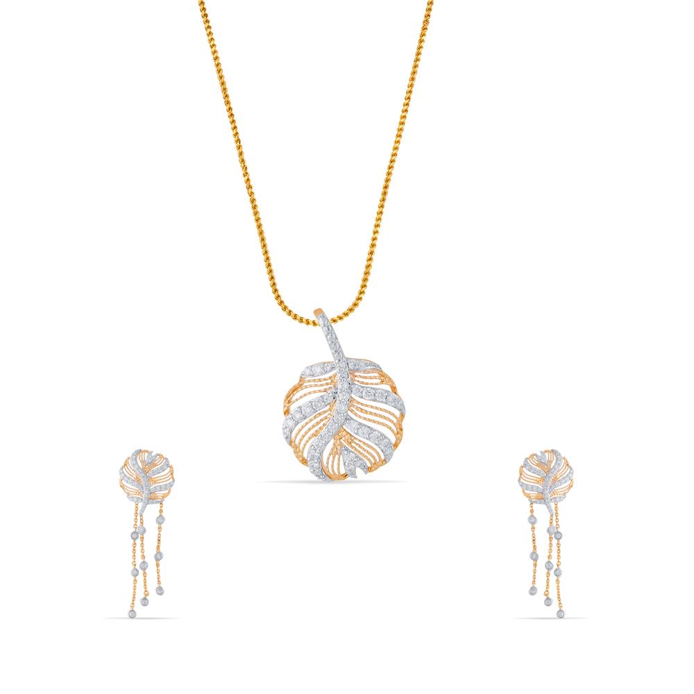 Buy 18 Karat Gold & Diamond Pendant Set