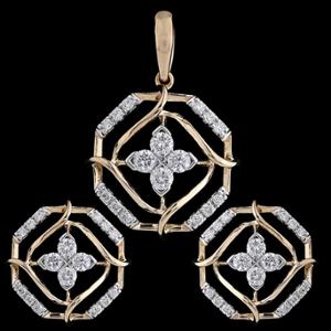 Buy 18 Karat Gold & Diamond Pendant Set