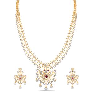 Buy 18 Karat Gold & Diamond Necklace Set