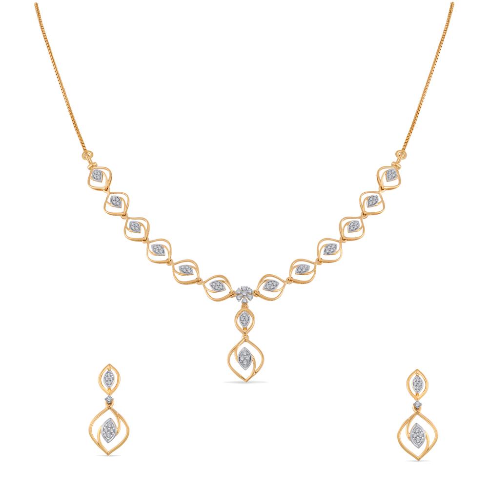 Buy 14Kt Gold & Diamond Necklace Set