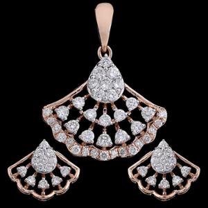 Buy 18 Karat Gold & Diamond Pendant Set