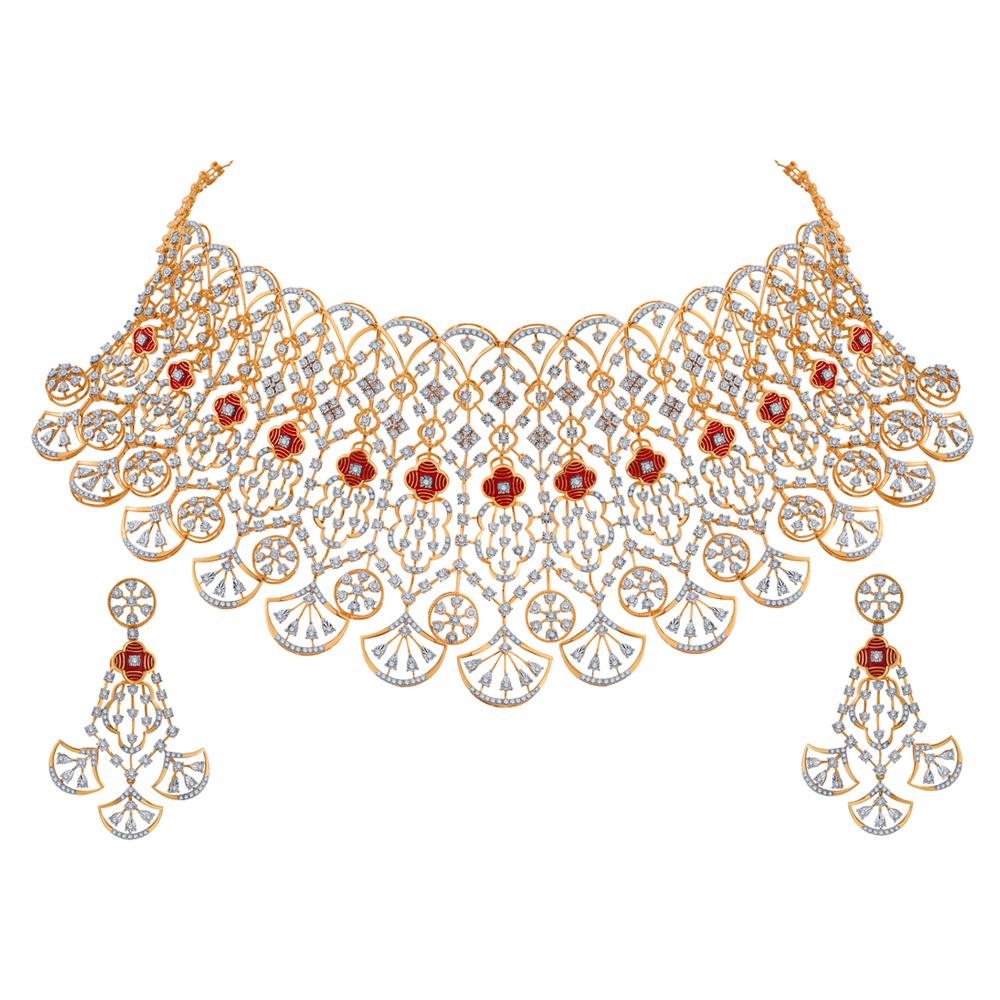 Buy 14 Karat Gold & Diamond Necklace Set
