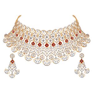 Buy 14 Karat Gold & Diamond Necklace Set