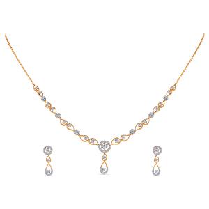 Buy 18 Karat Gold & Diamond Necklace Set
